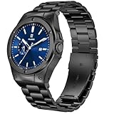 HASLFM Edelstahl Gehäuse mit Band, kompatibel mit Google Pixel Watch 3(41mm), Pixel 2/1, Metall Armband mit schützender Stoßfängerabdeckung für Google Pixel Watch 3(41mm)/2/1 Herren, Schwarz