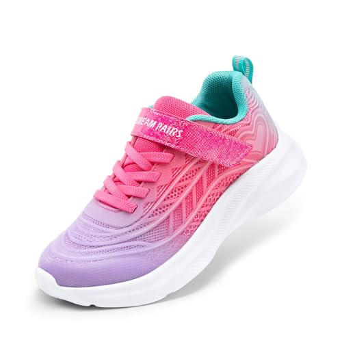 DREAM PAIRS Girls Shoes Kids Tennis Sparkle Ease Running Athletic Lightweight Sneakers for Little/Big Kids Toddler 7 Toddler Purple/Hot Pink