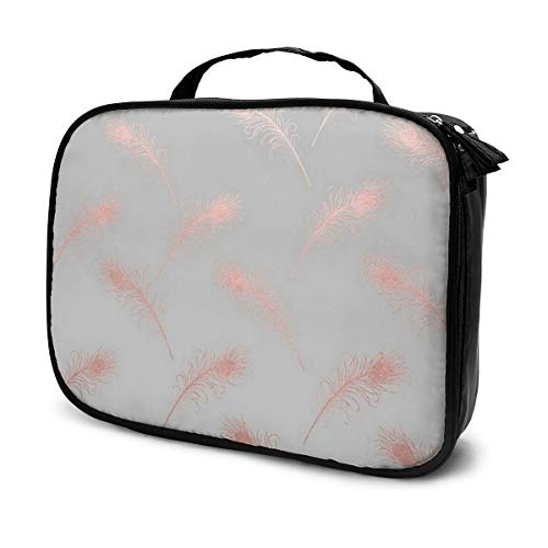 Preisvergleich Produktbild Kosmetiktasche, kreativ, goldfarbenes Federmuster, Aufbewahrungstasche, tragbar, multifunktional, geeignet für Sport, Fitnessstudio, Yoga, Strand, Baden