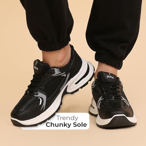 Image of YOHO Women's Chonks Sporty Comfortable Chunky Sneakers | Lightweight & Breathable | Everyday Shoes for Woman /Girls