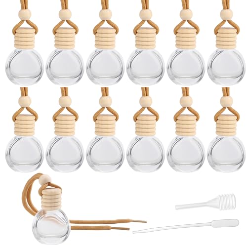 Ambientador de Aire para Coche 12 Piezas Vacía Aromaterapia Ambientadores para Coche para Colgar Perfume Difusor de Aceites Esenciales Decoración Accesorios 10ml