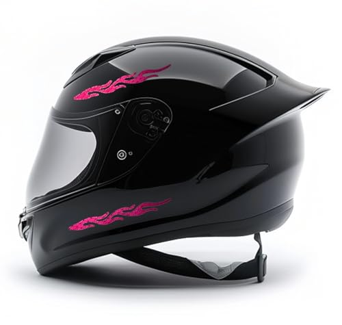Image of customTAYLOR33 High-Intensity Grade Premium Reflective Tribal Flame Helmet Decals, Motorcycle Safety Sticker Decals (Special Edition Hot Pink)
