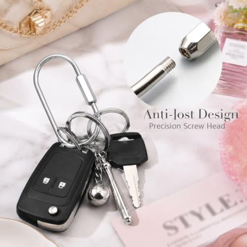 Image of Locking Key Ring,Carabiner Keychain Clip for Key,Screw Lock Key Organizer | Purse Bag Charm Holder for Handbag,Electroplated for Rust-Resistance,Anti-Lost,Large Capacity,Wide Application,Brass