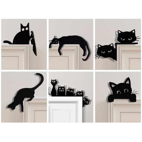 2025 Metal Cat Door Toppers Set of 6 Black Wall Mount Decor