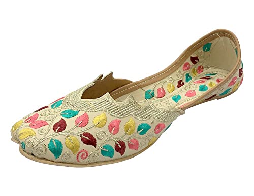 Women Indian Punjabi Jutti Traditional Mojari Fulkari Wedding Shoes Ethnic Flat Handmade Juti