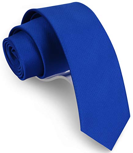 GUSLESON 2.4" Royal Blue Skinny Tie Solid Fashion Slim Necktie for Men (0973-07)