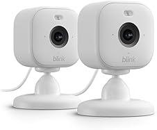 [60% off] Blink Mini 2 — Plug-in smart security camera, HD night view in color, built-in spotlight, two-way audio, motion detection, Works with Alexa — 2 cameras (White)