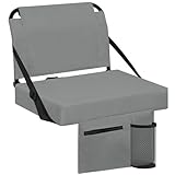 Besunbar Stadium Seats for Bleachers with Back Support Bleacher Seat Soft Cushion Light Weight Includes Shoulder Strap & Cup Holder, Front & Back Zipper Pocket, Suitable for Sports Events,Grey