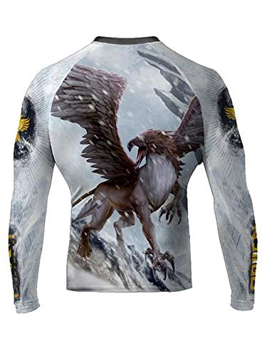 Raven Fightwear Men's The Griffin Rash Guard MMA BJJ White Large