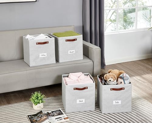 Image of DECOMOMO Storage Cube | 13x13x13 Storage Cube Bins with Label Holders, Fabric Storage Cubes for Shelves Closet Toys Clothes (13 inch / 6pcs, Light Texture Grey)