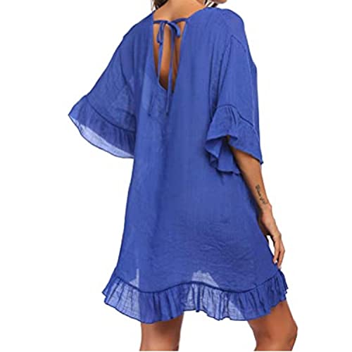 Copricostume Donna Mare Abiti Lunghi Estivi Camicia da Spiaggia Camicetta Scollo a V Elegante Vestiti Corti Costumi da Bagno Bikini Cover Up per Piscina Mare Estate Vacanza Chiffon Copricostume