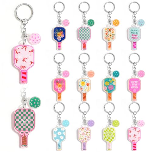 YOPPIX 12PCS Pickleball Keychain Gifts for Women Pickleball Party Gifts Decorations for Players Sports Lovers Team Party Favors