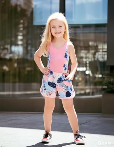 Kid Girl Swimsuit Bikini Set 2PC Bathing Suit for Girls, Tropical Girls' Full Coverage Swimwear Shorts Set4