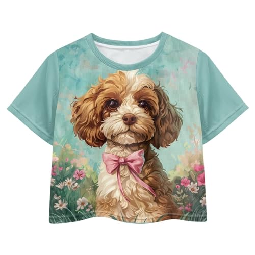 Image of Kids Crop Top Short Sleeve T-Shirts for Girls Size 5-14