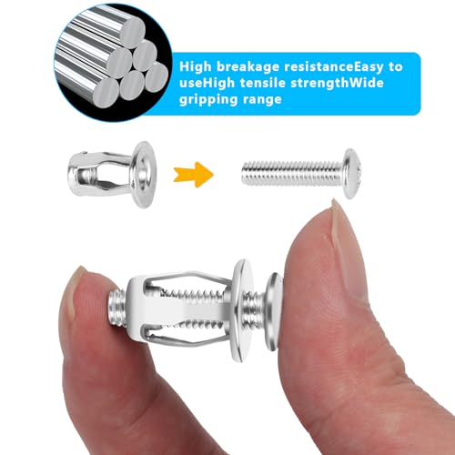 Alahugyef US-099 40 Pcs Hollow Door Anchors And Screws: 20 Hollow Wall Anchors M4 X 20 thumb #2