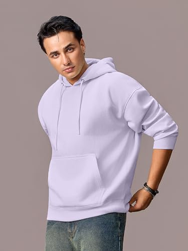 Image of Urbano Fashion Men's Cotton Solid Oversized Hooded Neck Sweatshirt
