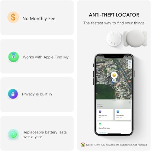 Image of Hongtop GPS Tracker for Vehicles,No Monthly Fee GPS Car Tracker,Car Locator Work with Apple Find My(iOS Only),Mini GPS Tracker with Magnetic Case - (White,2PCS)