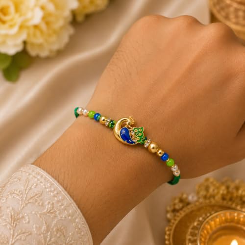 Image of CraftVatika Peacock Rakhi with Gift Combo Set for Brother Boy Man, Designer Peacock Rakhi Gift Combo Set for Brother Bhaiya Bhai, Premium Rakhis for Rakshabandhan, Raksha Sutra Thread for Him