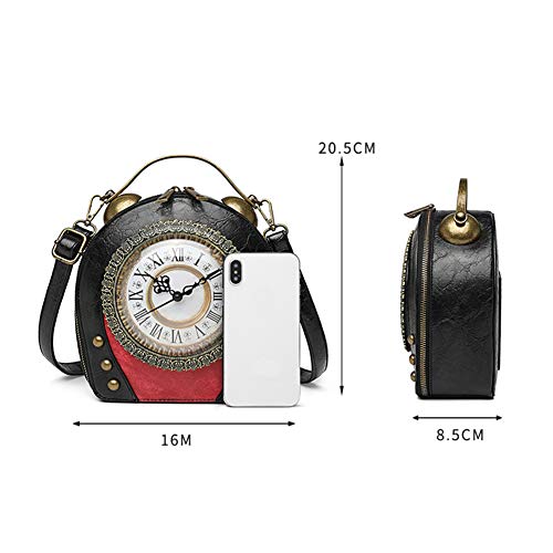 Real Working Clock Handbags Purse Antique Steampunk Shoulder Bag PU Messenger Bag4