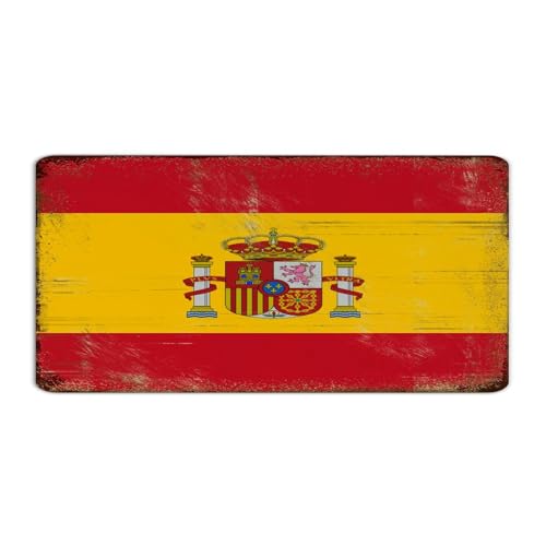Panneaux en métal Espagne 15,2 x 30,5 cm - Tendance et chic - Décoration de chambre extérieure pour homme - Drapeau de pays - Plaque en métal patriotique...