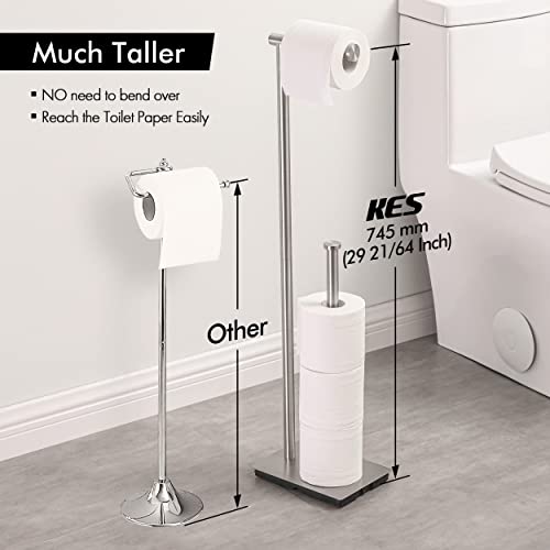 Kes Freestanding Toilet Paper Holder Stand With Reserve Toilet Paper Storage For Bathroom Sus304 Stainless Steel Brushed Steel, Bph286S1B-2 #TOP1