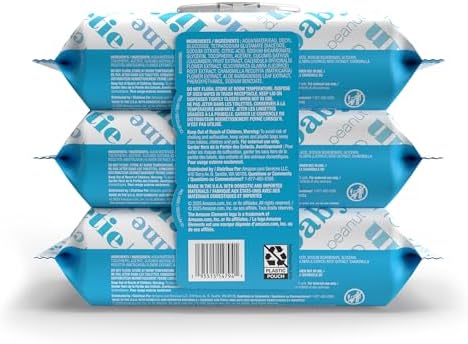 Amazon Elements Baby Wipes, Unscented, Hypoallergenic, Alcohol-Free, With Aloe and Vitamin E, 270 Count, Flip-Top Packs (Pack of 2) - 1