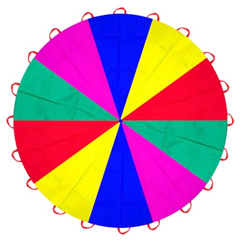 Image of Parachute 13ft / 16.4ft / 20ft - Kids Play Gymnastics Parachute with Handles for Group Team Cooperative Games,Indoor Outdoor Gym Class Rainbow Parachute Birthday Church VBS Activity Supplies