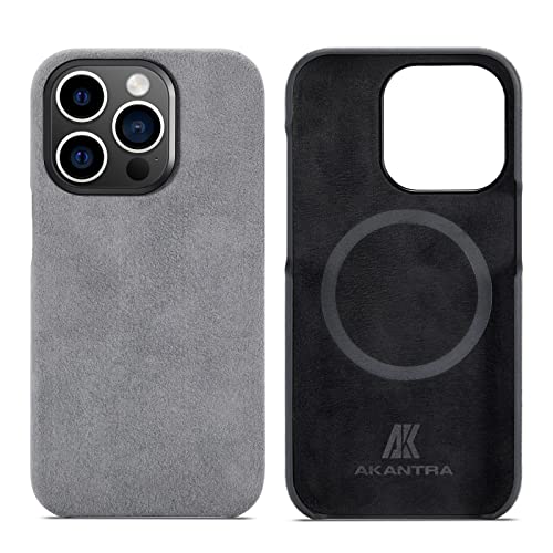 Akantra Alcantara Case For Apple Iphone 14 Series, Handmade Half-Wrapped Synthetic Suede Cover, Compatible With Magsafe Wireless Charging(Iphone 14 Pro Max,Gray) #TOP19
