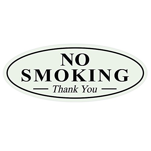 Plaque Ovale Interdiction de Fumer Thank You Sign en Gris Clair 9x23cm