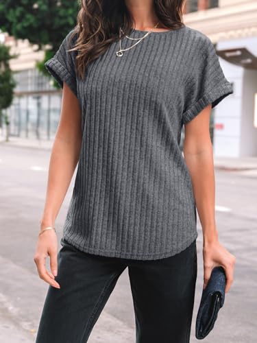 Image of AUTOMET Womens Short Sleeve Tops Fall Shirts 2026 Lightweight Sweater | Dressy Casual Blouse, Fashion Summer Clothing, Cute Spring Outfits, Business Work Tunic, Trend Boho