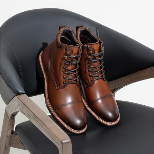 Image of Jousen Mens Chukka Boots Leather Dress Boots for Men Retro Ankle Boots Mens High Top Boots