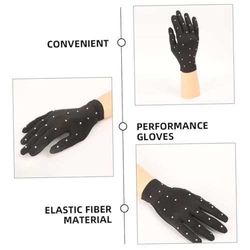 BESPORTBLE Figure Skating Performance Gloves Rhinestones 2-Piece Set Non- Dance Gloves for Parties and Competitions4