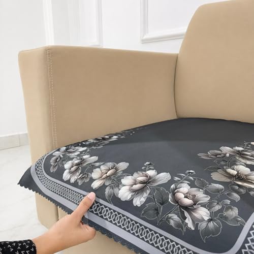 Image of Homerz Premium 'Luxe Series' Holland Velvet Sofa Cover | Smooth Finish | Anti-Skid Fleece Backing | Soft Touch Couch Protector for Living Room (Grey, 1 Seater, Only Seat Cover)
