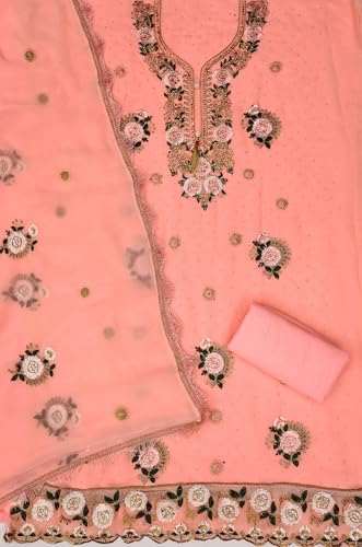 Image of Women's Georgette Embroidery Work Unstitched Dress Material