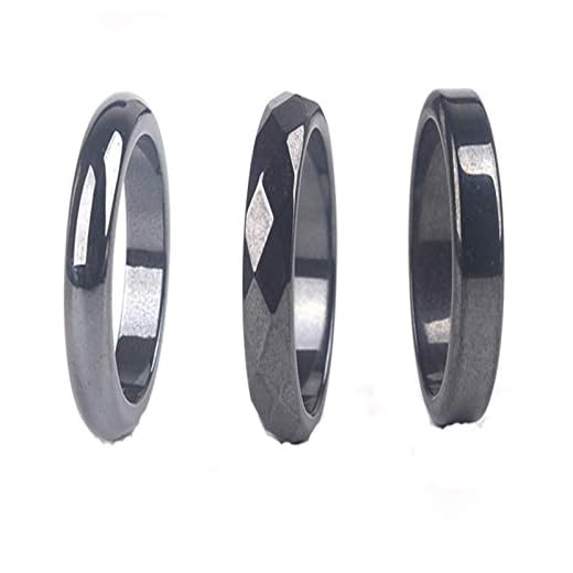 3Pcs Black Hematite Stone Ring Absorb Negative Energy Anxiety Balance Chakra Ring for Women Men Girl Boy Teens Lover Friend Friendship Unisex Jewelry Gift-A 6
