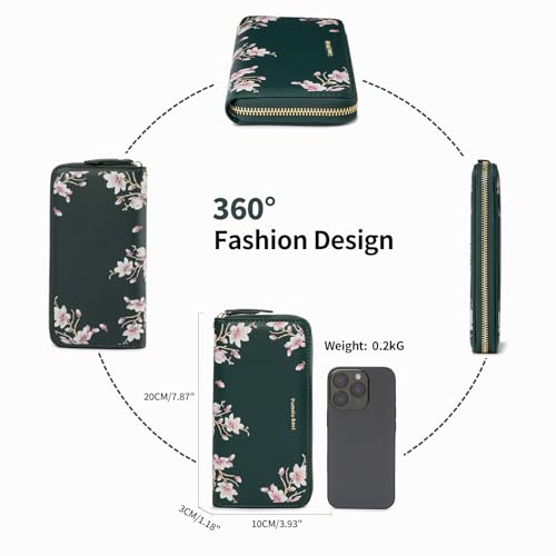 Image of Pomelo Best Wristlet Women Wallet Floral RFID Clutch Purse | Vegan Leather, Multi Credit Card, Large Capacity Zip Around Long Travel Wallets with Coin and Phone Pocket for Ladies