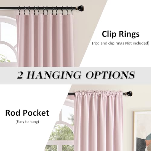 Image of DONREN Blush Pink Room Darkening Soft Curtains - 108 Inch Length for 9 Foot High Ceiling Window,Baby Pink Rod Pocket Drapes /Curtains for Livingroom,52W x 108L,2 Panels