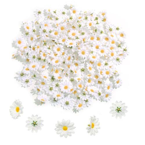 TUONYIS 200 Pièces Tête de Marguerite Artificielle 4 cm Fleurs Artificielles Déco Mini Fleurs, Paquerettes Artificielles, Gerbera Soie Marguerite Artificielle pour...