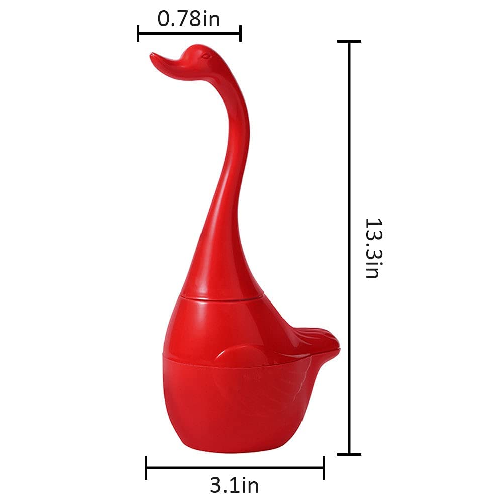 TSTSM Scopino e Porta scopino in plastica Cigno Creativo Scopino e stantuffo per WC Statua Animale Porta scopino Decorativo per WC per riporre Il Bagno-White