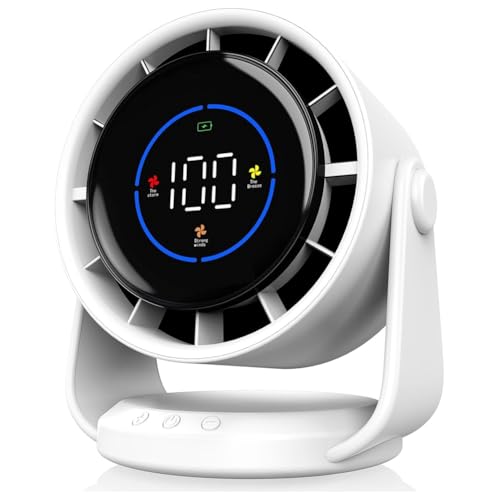 Ohulelks Ventiladores de Mesa, Ventiladores de Pared Ultrasilenciosos, con Pantalla Digital, Recargables por USB, para Casa, Oficina, Viajes, Camping, Color