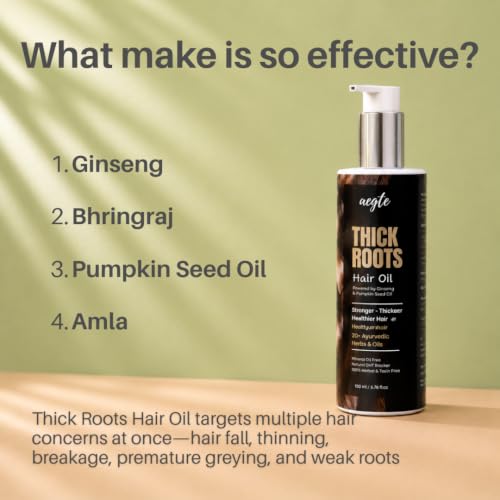Image of Aegte Thick Roots Hair Oil With 20+ Ayurvedic Herbs | Natural DHT Blocker 100ml