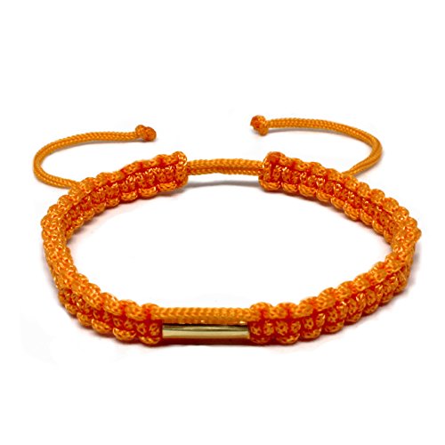 Origin Siam Amulette bouddhiste de Thaïlande Bracelet en cuivre fait à la main, pour bénir votre karma et vous porter chance Pour lamitié, la méditation et le yoga - Orange 