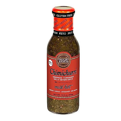 Gaucho Ranch Gourmet Chimichurri Steak Sauce Mild Hot | Authentic Argentinian Marinade & Meat Sauce for Beef, Chicken, Pork & Veggies | All Natural, Vegan, Gluten-Free, Keto, No Preservatives | 12.5oz