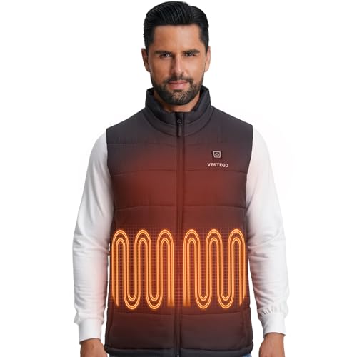 Heated Vest for Men, Heated Jacket for Men, 3 Heating Levels (Battery Pack Included) Black