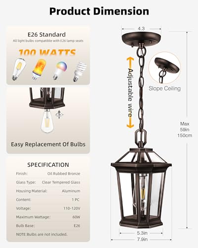 Image of VIANIS Oil Rubbed Bronze Pendant Light Fixtures, Modern ORB 1-Pack