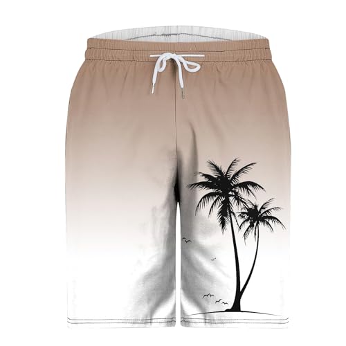 Mens Swim Trunks 5 Inch Quick Dry Elastic Waist Beach Shorts Drawstring Waist Summer Vacation Shorts Printed3