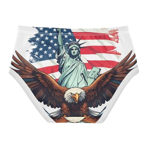Toddler Underwear Floral 2t Cotton Panties Little Girl Artistic Underpants Briefs Bald Eagle Statue of Liberty America2