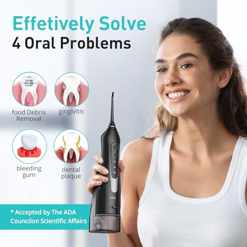 Image of Water Dental Flosser Teeth Pick: Portable Cordless Oral Irrigator 300ML Rechargeable Travel Irrigation Cleaner IPX7 Waterproof Electric Waterflosser Traveling Flossing Machine for Teeth Cleaning
