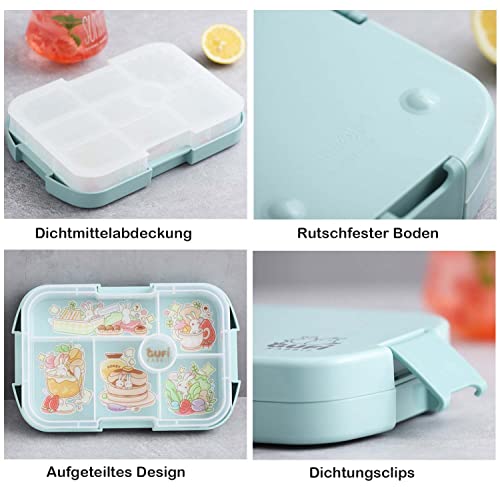 AEIWUMOK Lunch Box Kids with Compartments,Bento lunch Box for Kids,Lunchbox with Compartments for Children Adult Work School, Suitable For Microwave (Blue) - Image 3