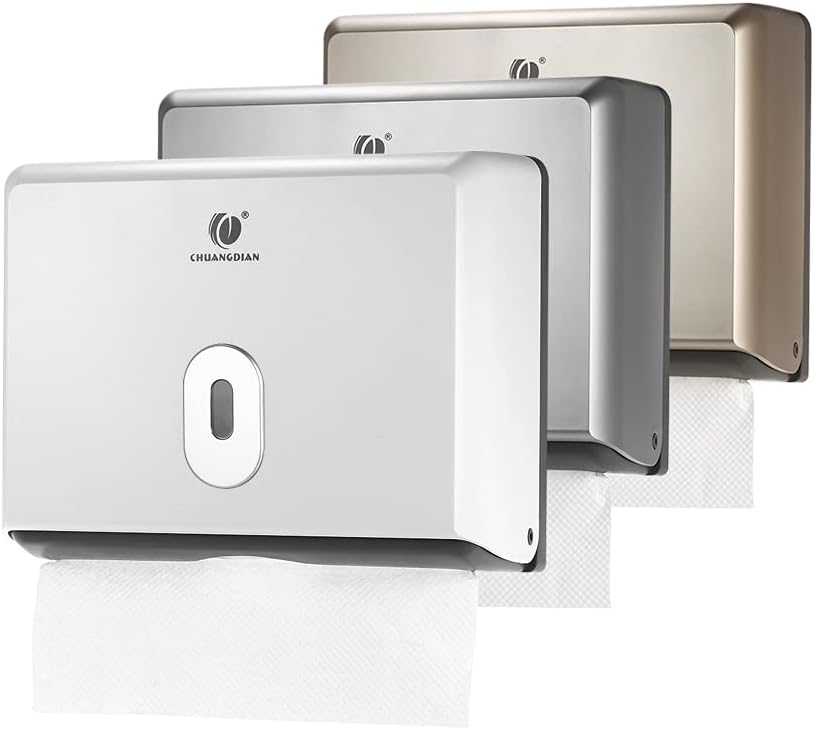 Irishom Commercial Paper Hand Towel Holder, Toilet Tissue Dispenser, Wall-Mounted Bathroom Tissue Dispenser Tissue Box Holder for Multifold Paper Towels (Champagne Gold)